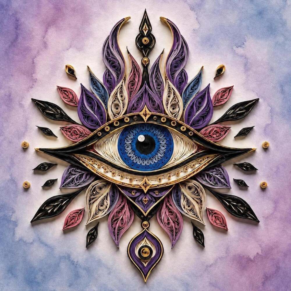8 X 8 Framed Mystical Eye Quilling Style 6401
